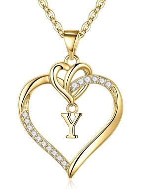 Personalized Heart Initial Necklace for Women & Girls - A-Z Custom Jewelry Gift